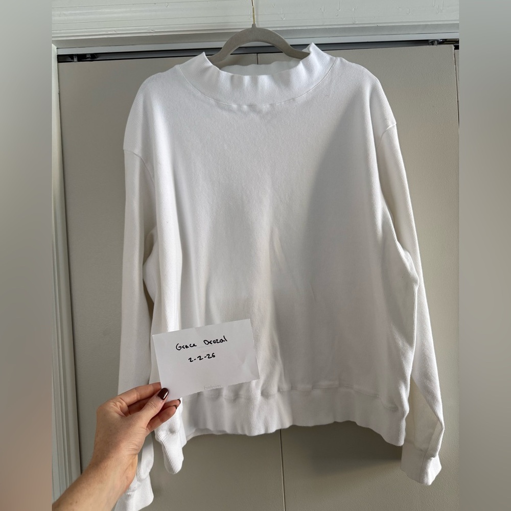 Parke White Ribbed Pullover